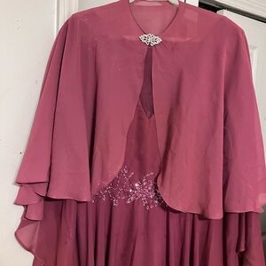 Elegant Pink Dress with Cape